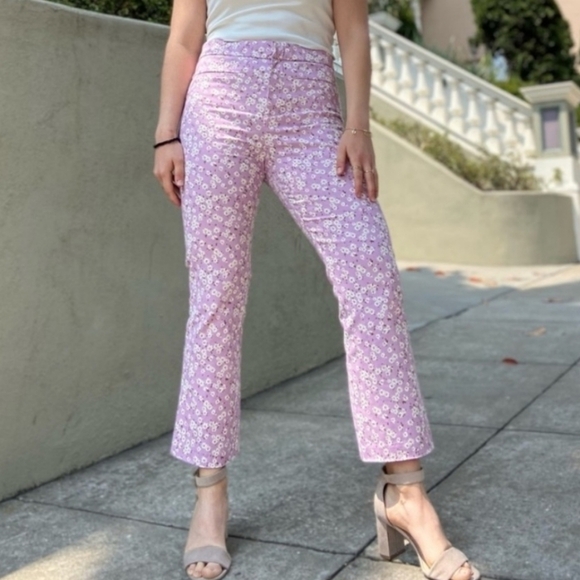 ZARA Floral Printed Mini Flare Pants barbiecore NWT - Picture 2 of 7